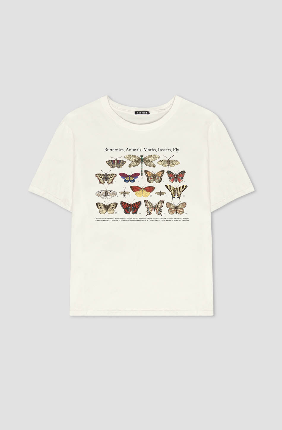 kaotiko Camiseta Washed Butterflies Ivory