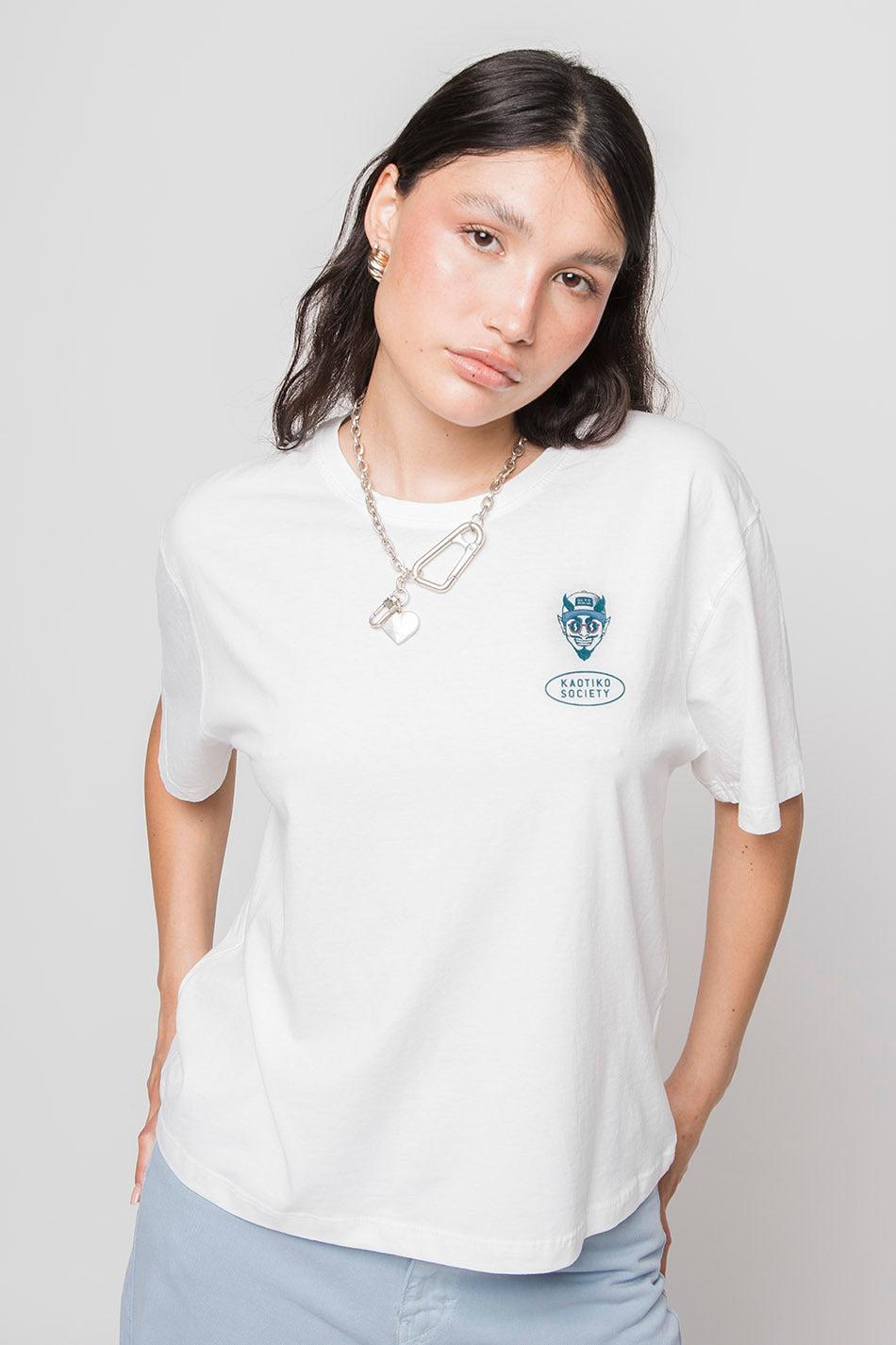 Kaotiko Camiseta Washed Cold Drinks White