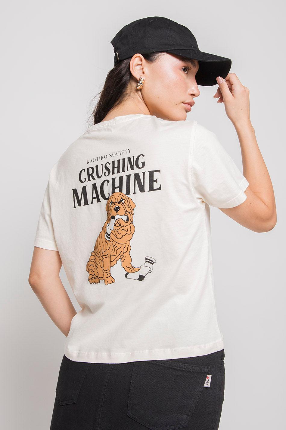 Kaotiko Camiseta Washed Crushing Machine Ivory