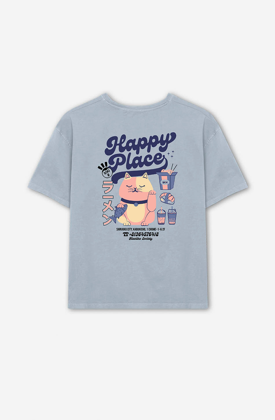 kaotiko Camiseta Washed Happy Place Steel