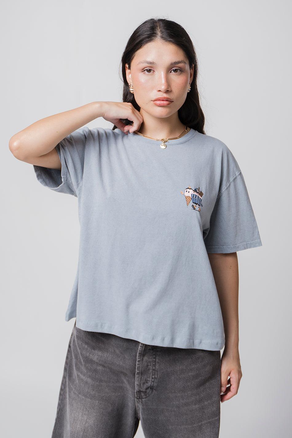 Kaotiko Camiseta Washed Ice Cream Steel
