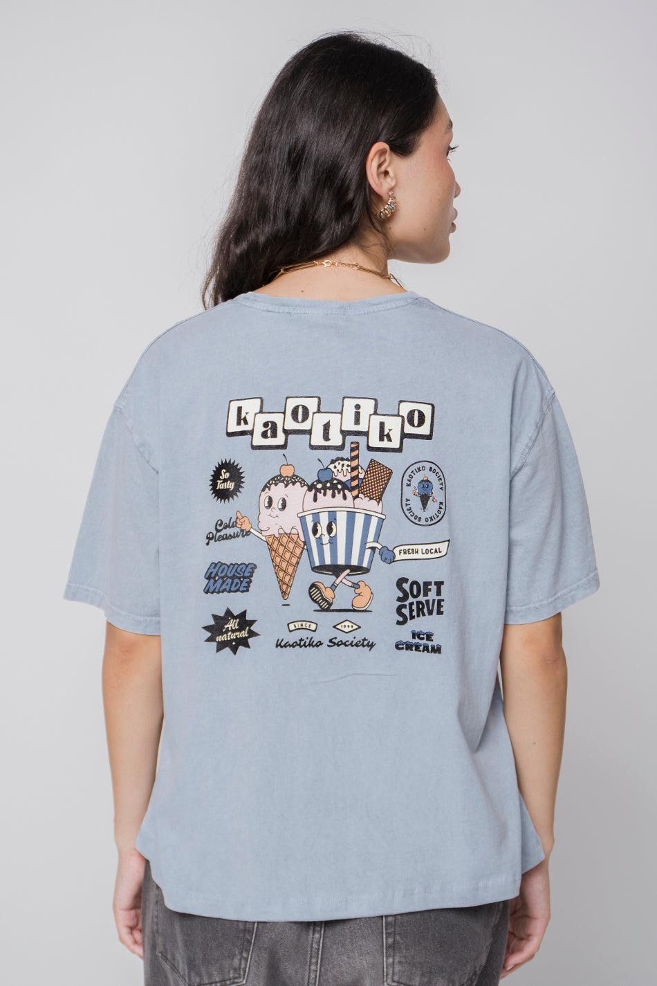 Kaotiko Camiseta Washed Ice Cream Steel