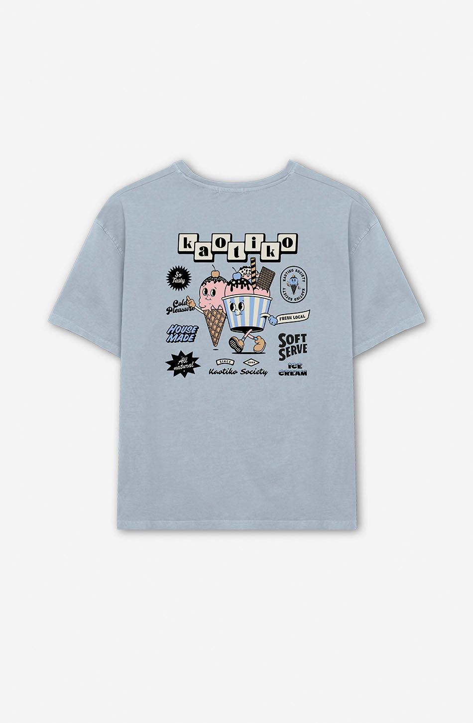 kaotiko Camiseta Washed Ice Cream Steel