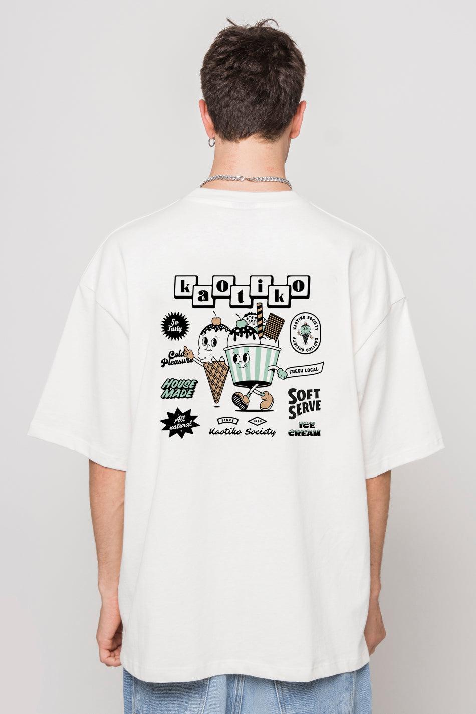 Kaotiko Camiseta Washed Ice Cream White