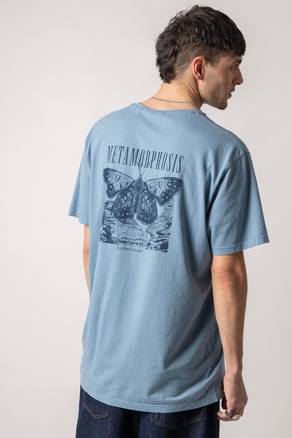 Kaotiko Camiseta Washed Metamorphosis Blue Fly