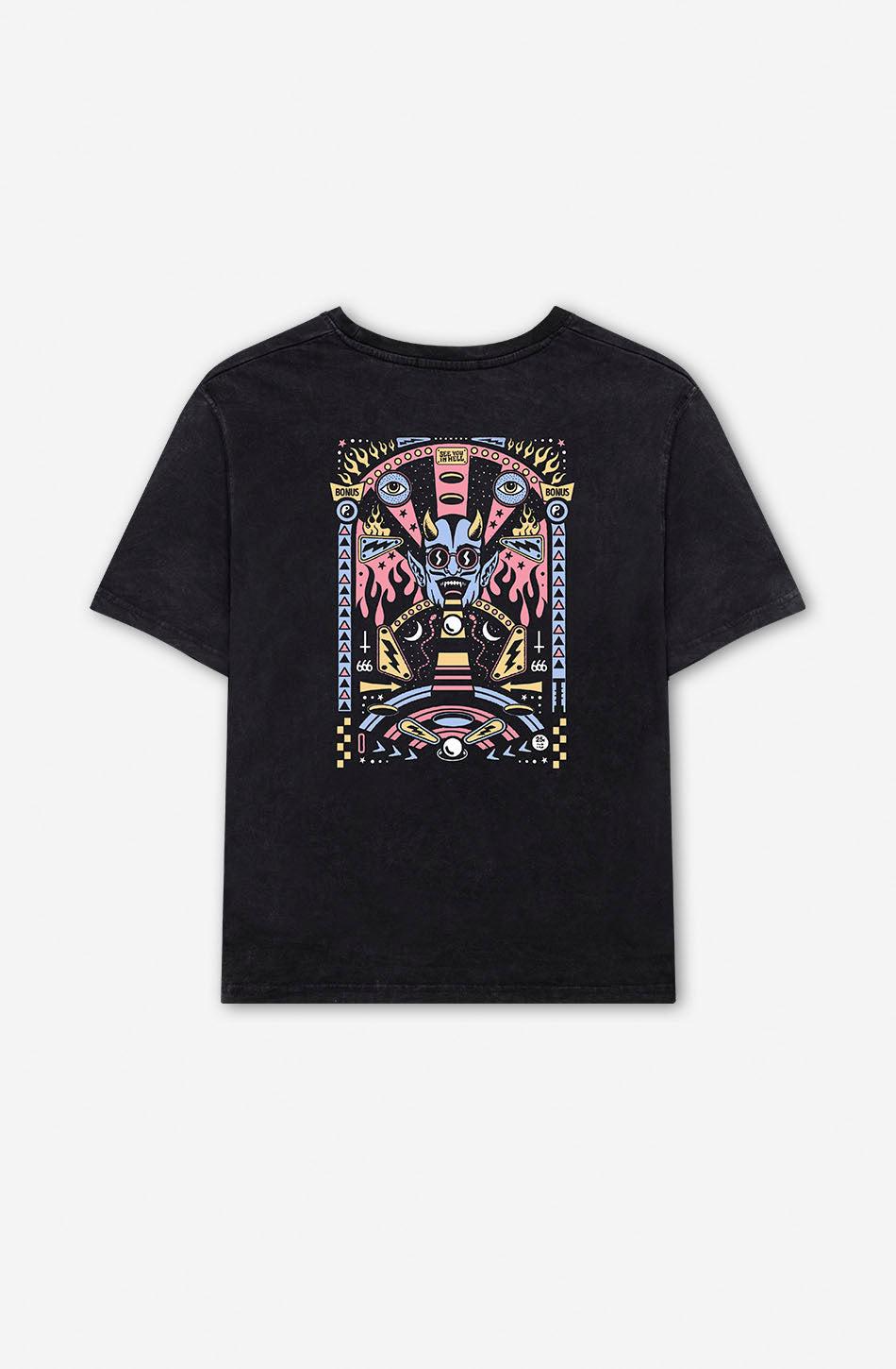 kaotiko Camiseta Washed Pinball Black