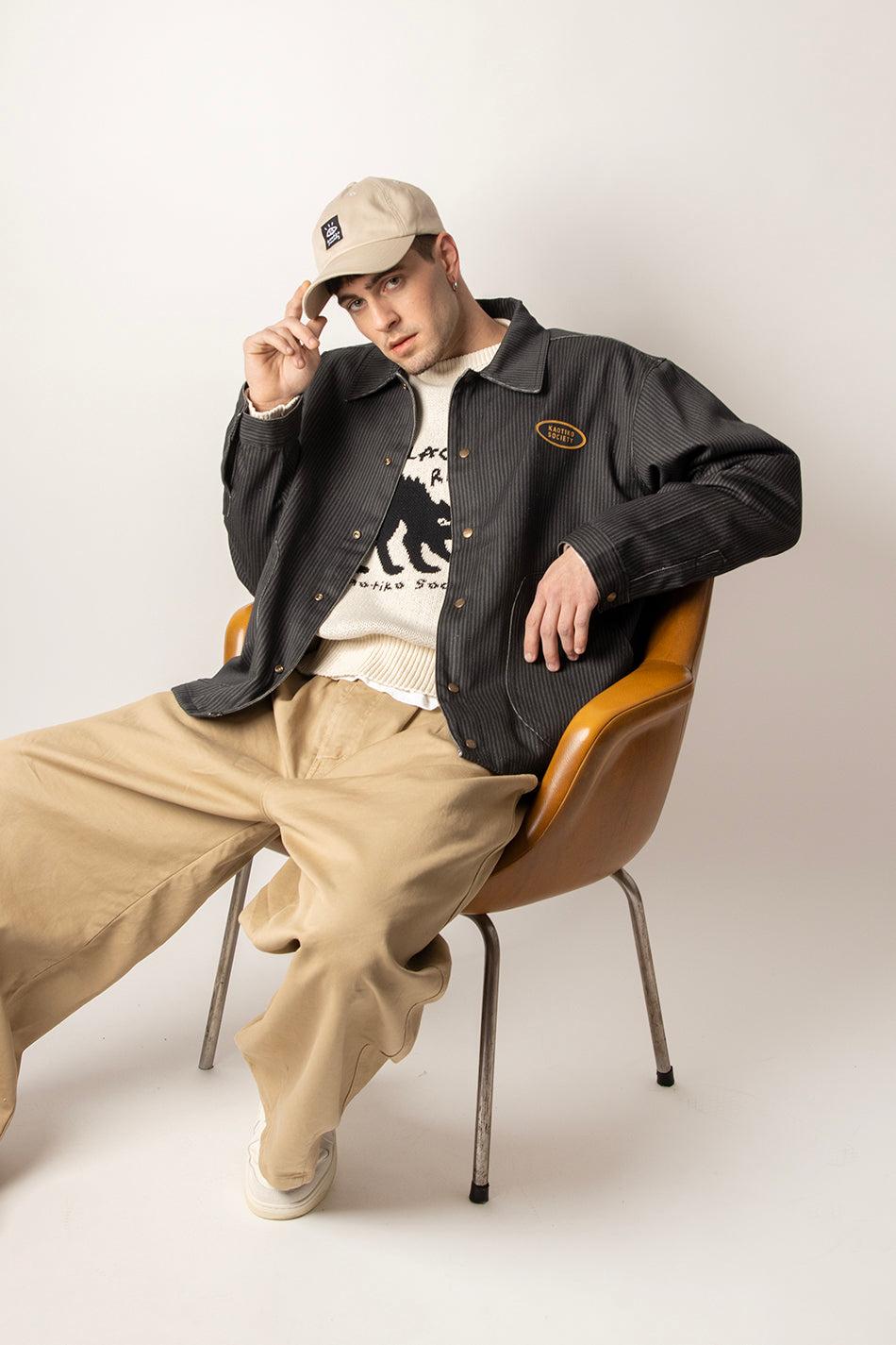 Kaotiko Chaqueta Relaxed Stripes Green/ Black