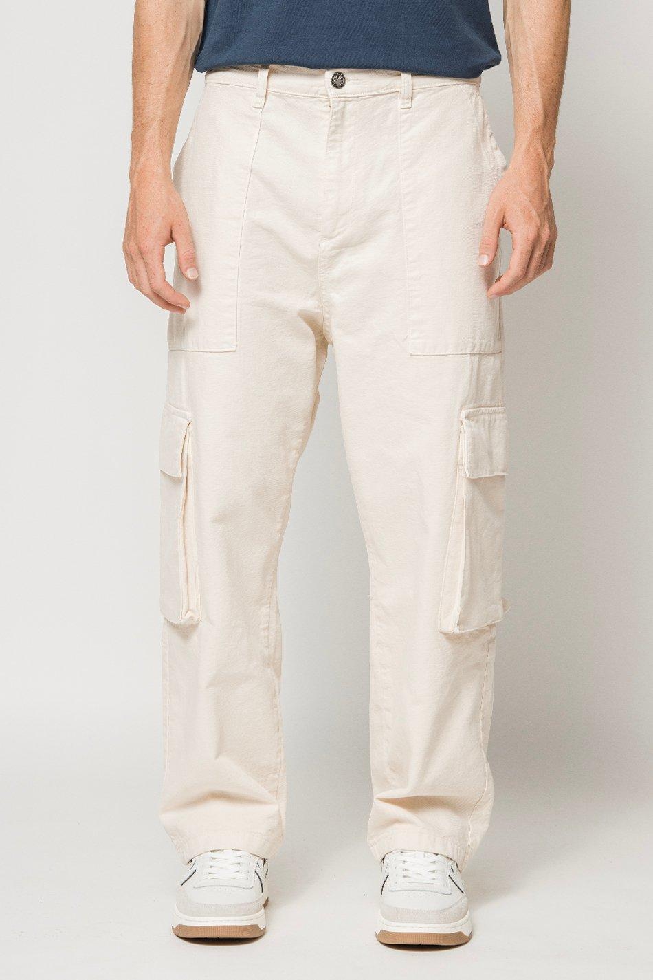 Kaotiko Pantalón Cargo Relaxed Canvas Ivory