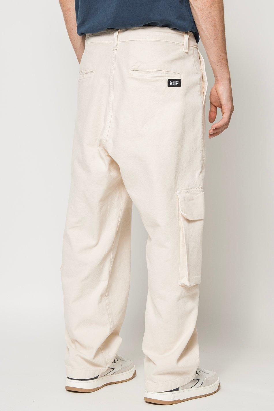 Kaotiko Pantalón Cargo Relaxed Canvas Ivory