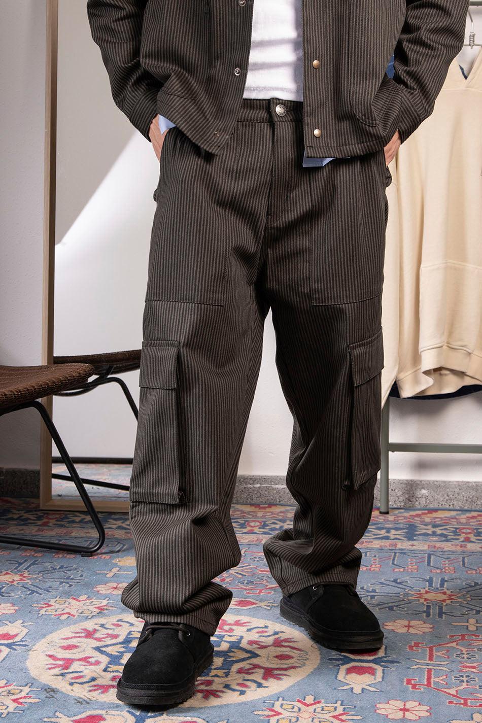 Kaotiko Pantalón Cargo Stripes Green / Black