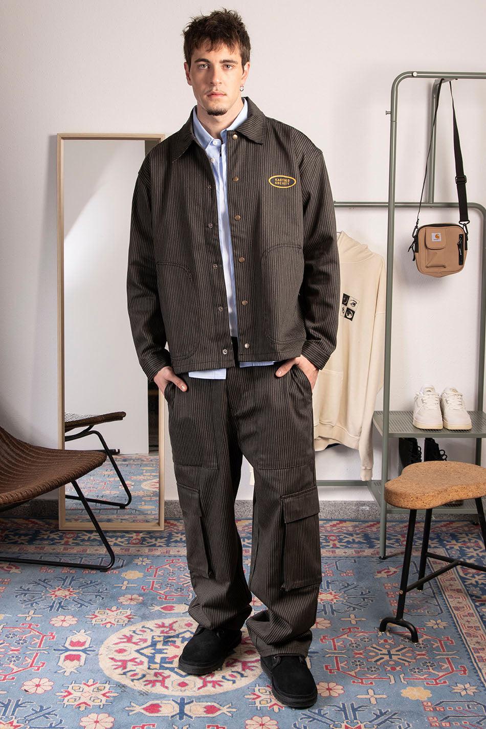 Kaotiko Pantalón Cargo Stripes Green / Black