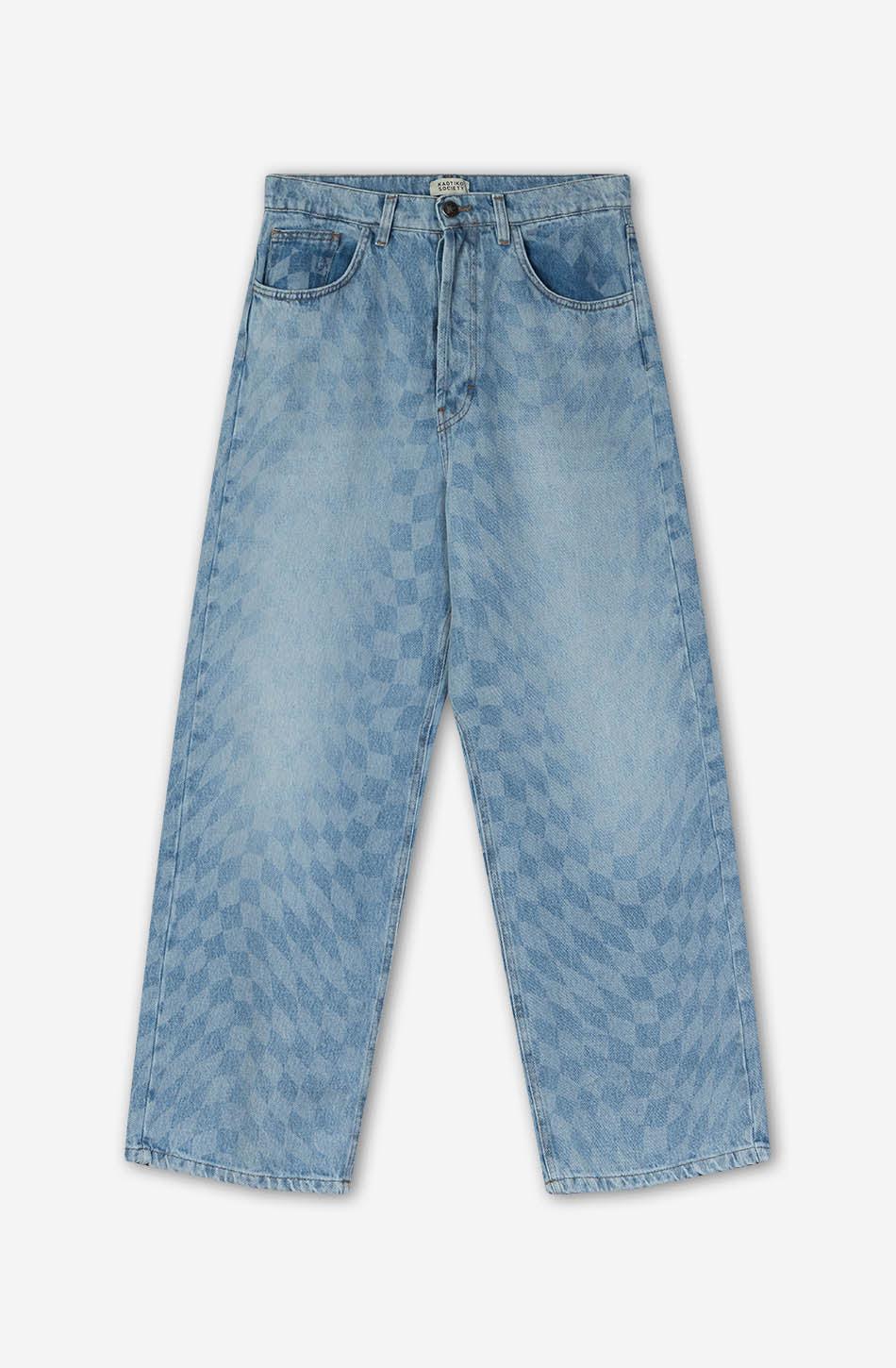 Kaotiko Pantalón Loose Laser Check Denim