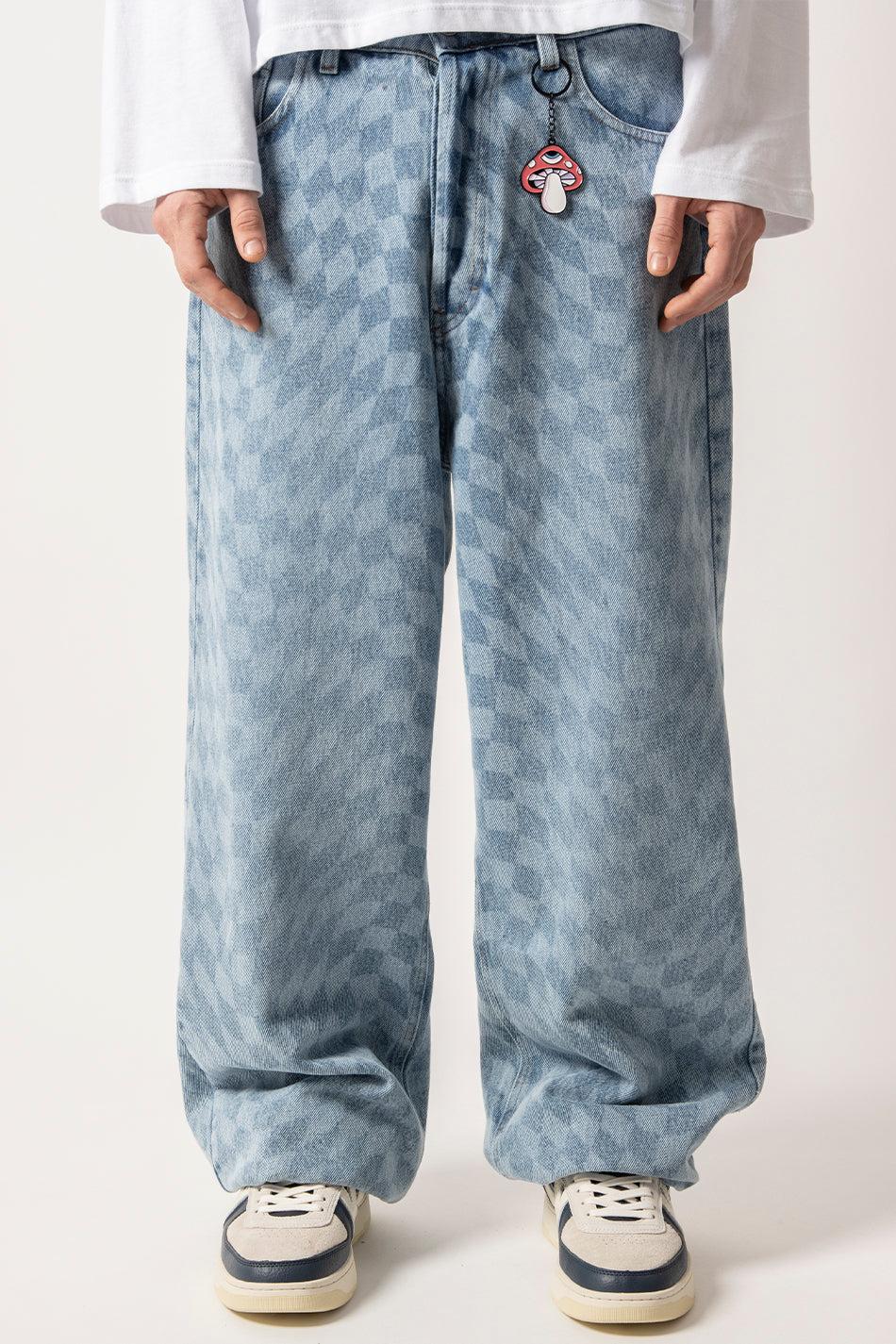 Kaotiko Pantalón Loose Laser Check Denim