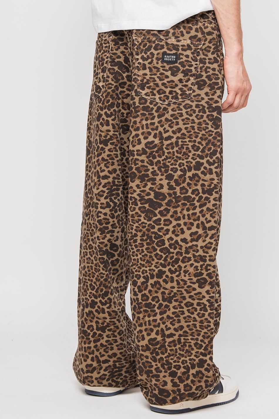 Kaotiko Pantalón Loose Leopard Brown