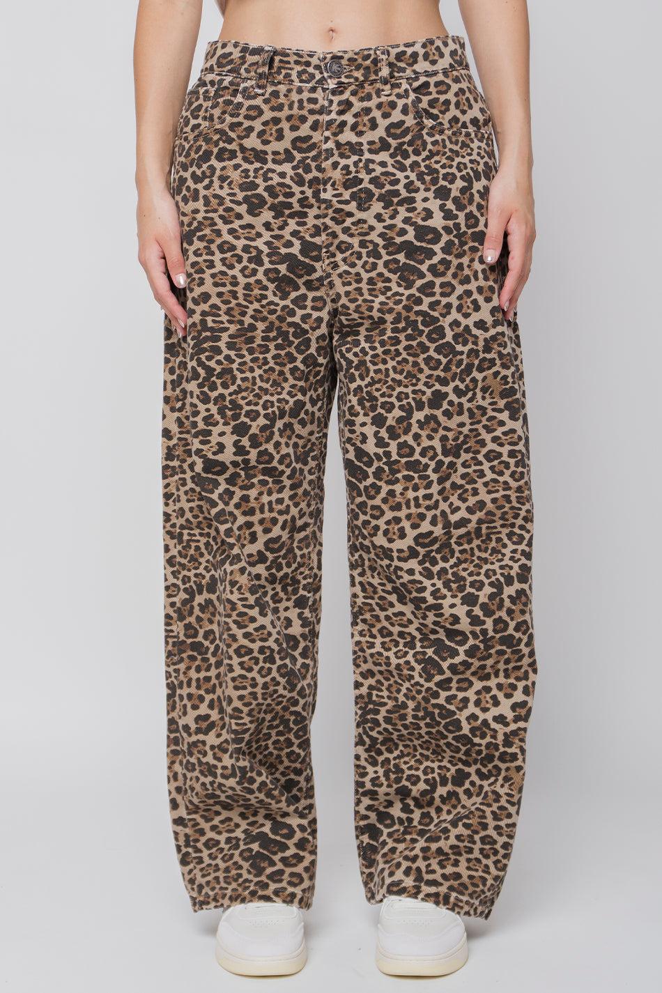 Kaotiko Pantalón Loose Leopard Brown