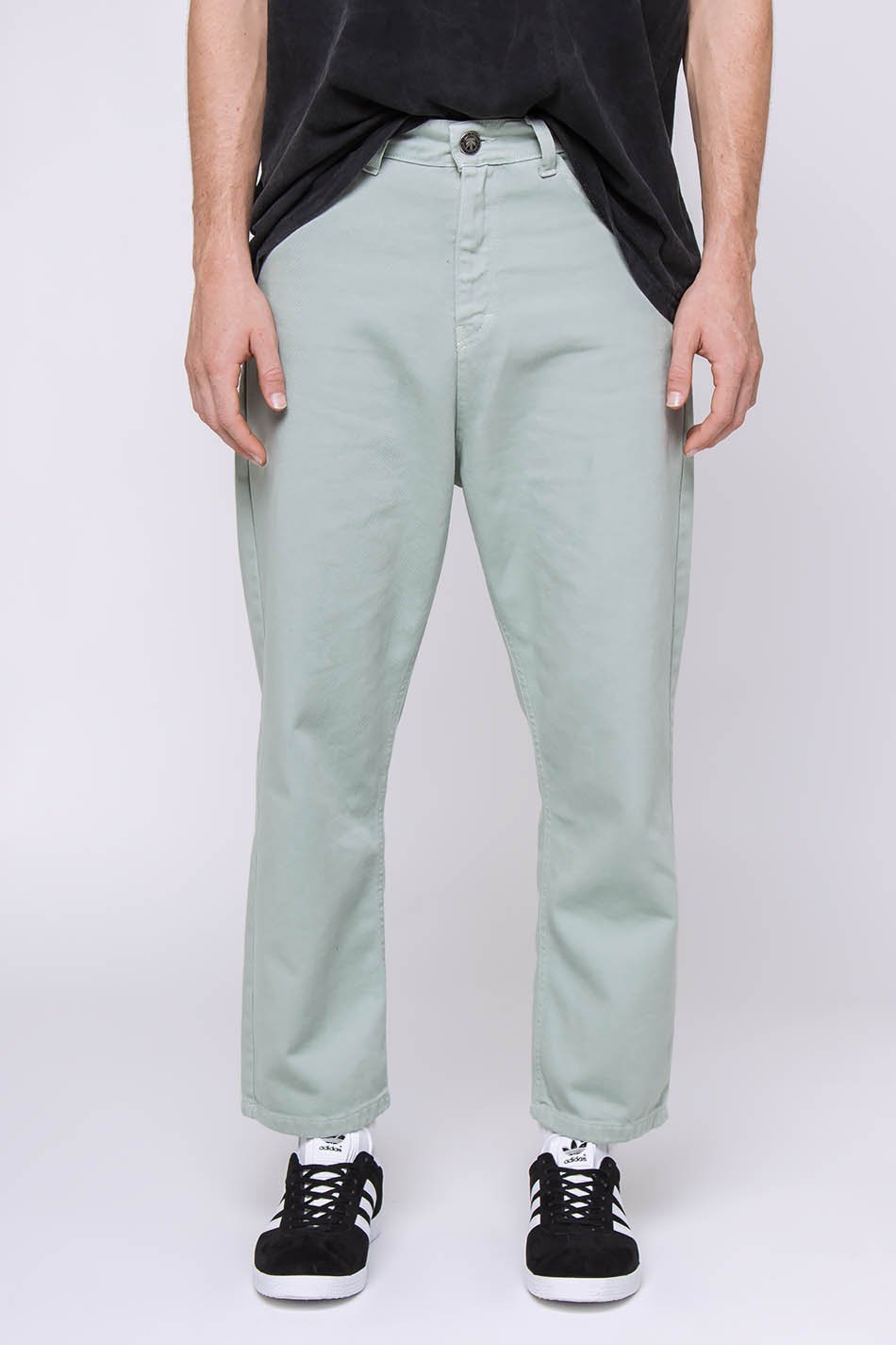Kaotiko Pantalón Regular Cropped Denim Green