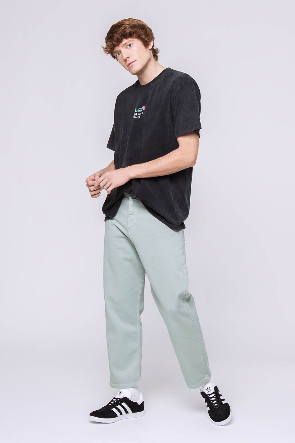 Kaotiko Pantalón Regular Cropped Denim Green