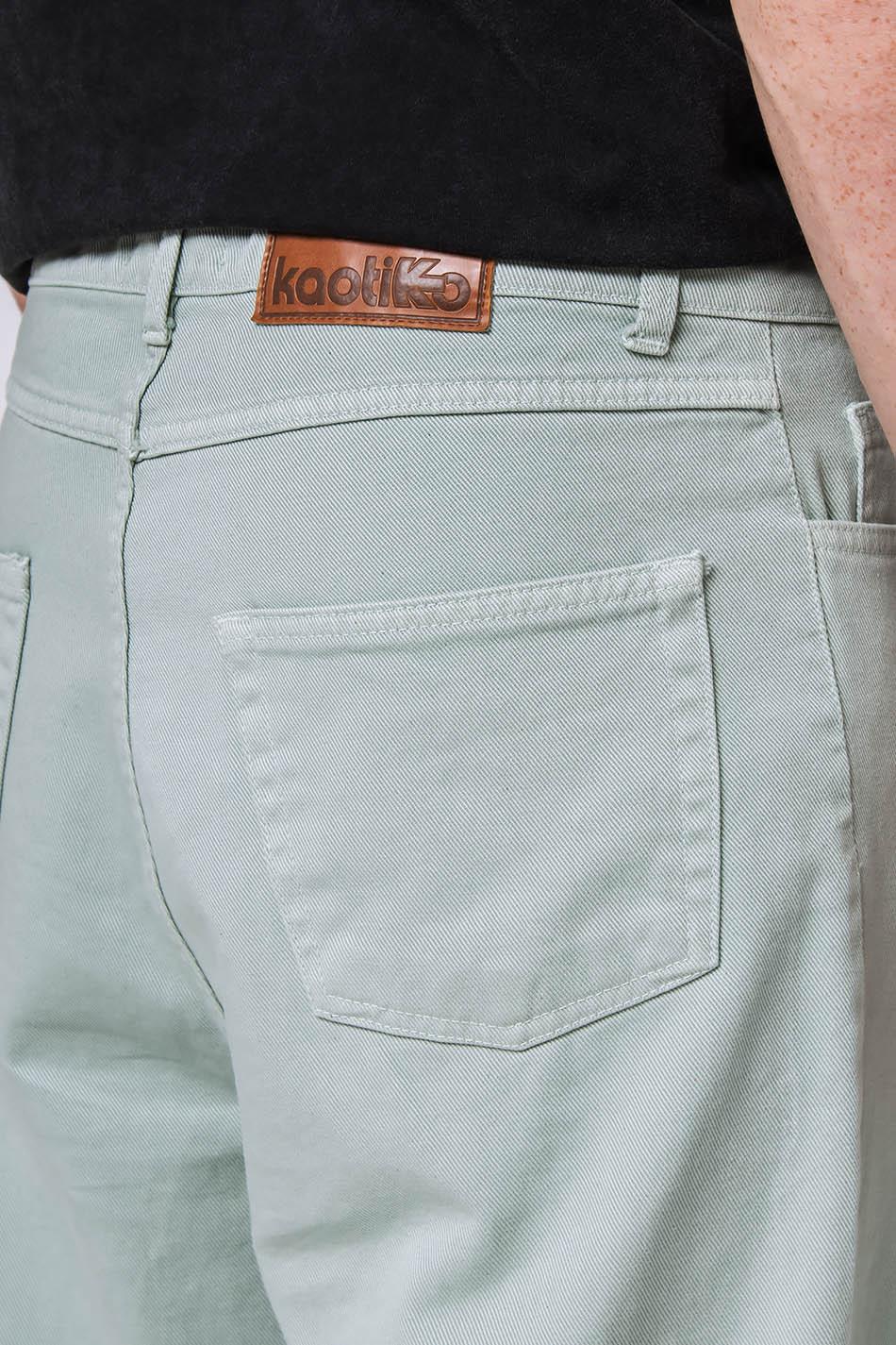 Kaotiko Pantalón Regular Cropped Denim Green