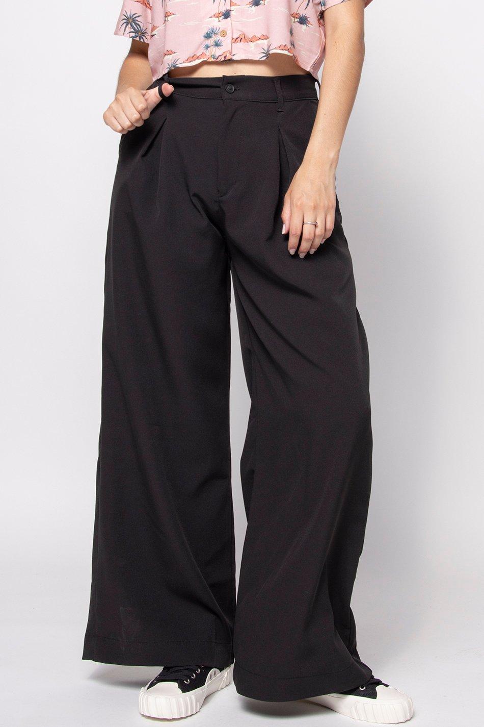 Kaotiko Pantalón Wide Leg Pinzas Black