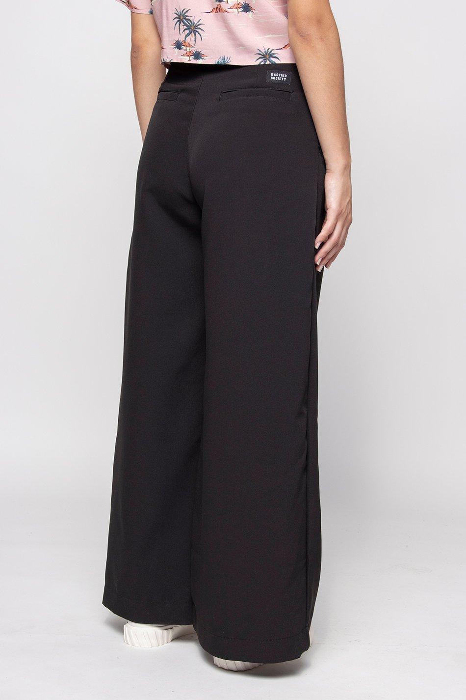 Kaotiko Pantalón Wide Leg Pinzas Black
