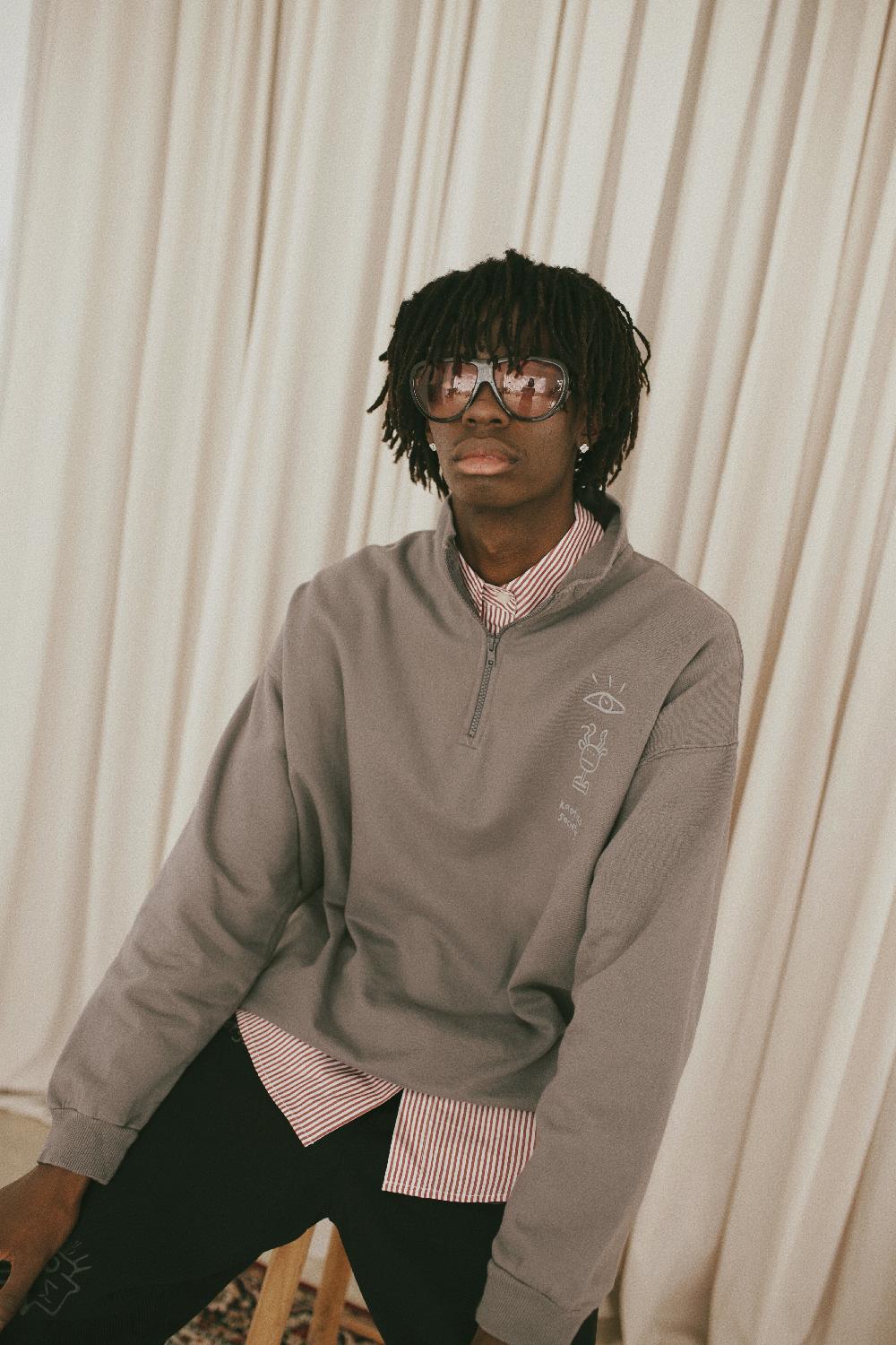 Kaotiko Sudadera Washed Zip Boy Urban Threesome Gray