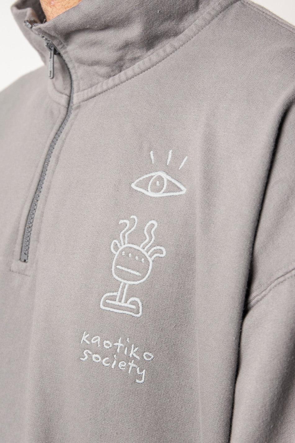 Kaotiko Sudadera Washed Zip Boy Urban Threesome Gray