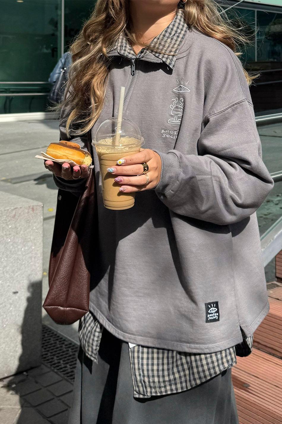 kaotiko Sudadera Washed Zip Boy Urban Threesome Gray