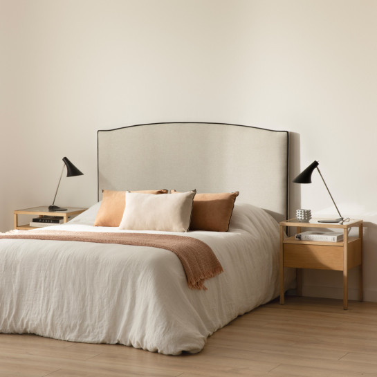 Kenay Home Cabecero Tapizado 150/160 Beige Ribete Negro