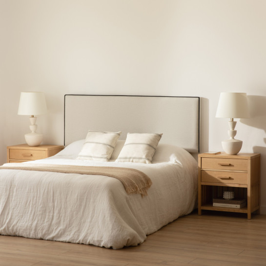 Kenay Home Cabecero Tapizado 150/160 Beige Ribete Negro