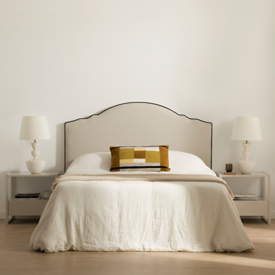 Kenay Home Cabecero Tapizado 150/160 Beige Ribete Negro