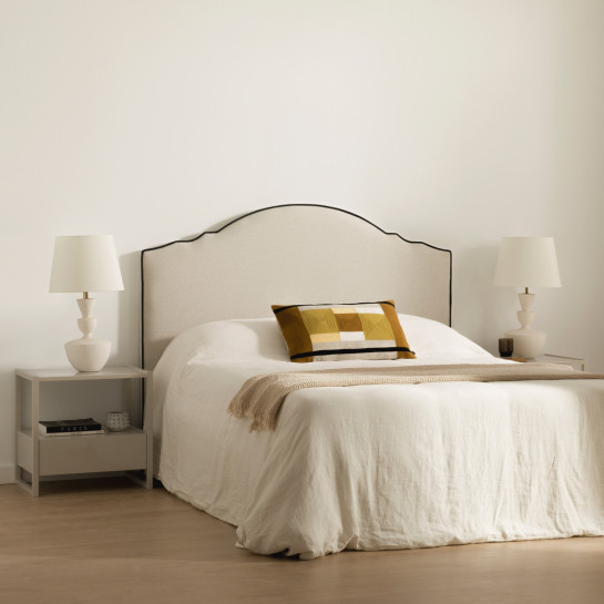 Kenay Home Cabecero Tapizado 150/160 Beige Ribete Negro