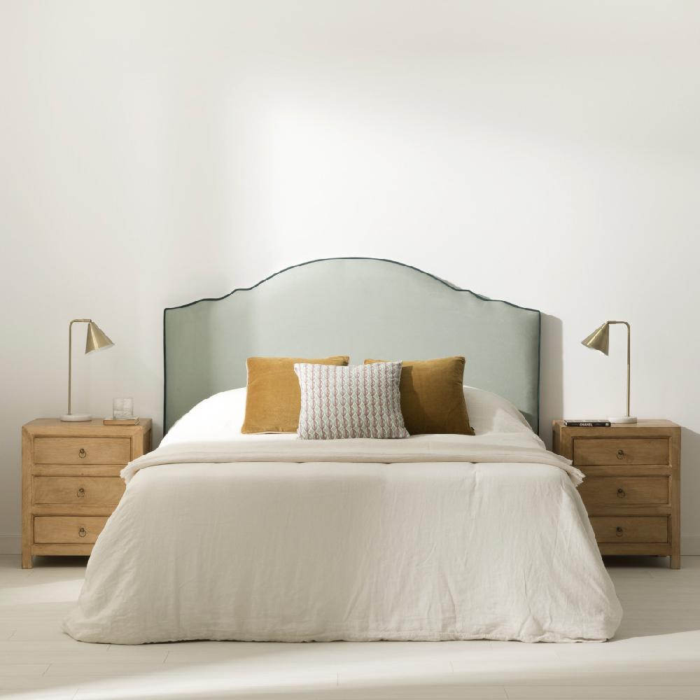 kenay home Cabecero tapizado 150/160 menta ribete aguamarina
