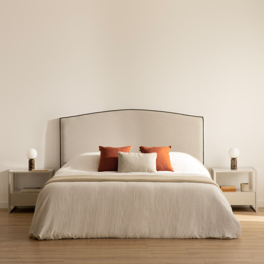 Kenay Home Cabecero Tapizado 180 Beige Ribete Negro