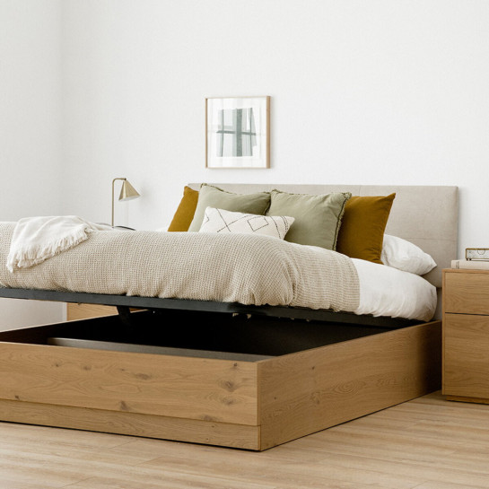 Kenay Home Canapé Abatible Con Zapatero Roble Anudado Personalizable