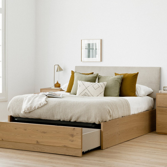 Kenay Home Canapé Abatible Con Zapatero Roble Anudado Personalizable