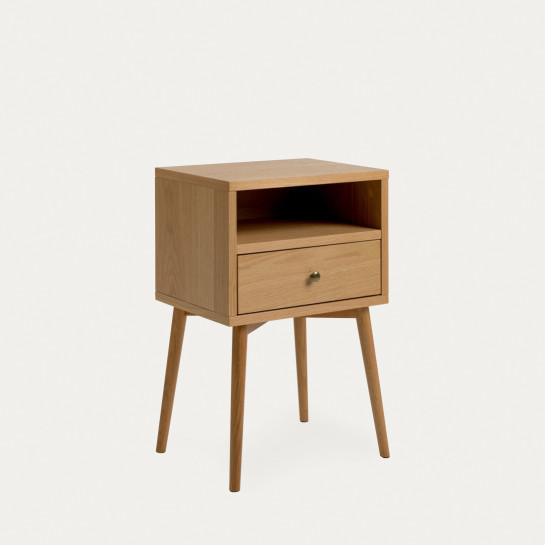 Kenay Home Conjunto Cabecero Tapizado 150 Beige All + 2 Mesitas De Noche Roble 1 Cajón Tilo