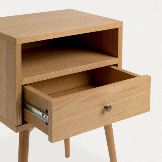 Kenay Home Conjunto Cabecero Tapizado 150 Beige All + 2 Mesitas De Noche Roble 1 Cajón Tilo