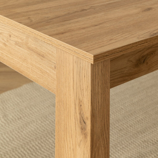 Kenay Home Conjunto Mesa Comedor Extensible Rectangular Natural 140 Hegas + 4 Sillas Tapizadas Gris