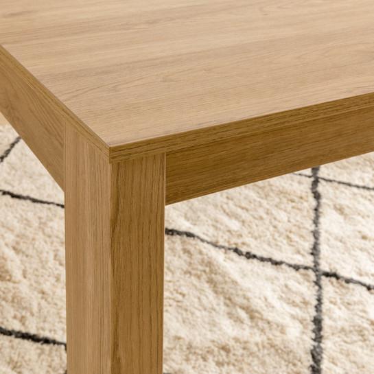 Kenay Home Conjunto Mesa De Comedor Extensible Natural 120 Hegas + 4 Sillas Tapizadas Mostaza Tall