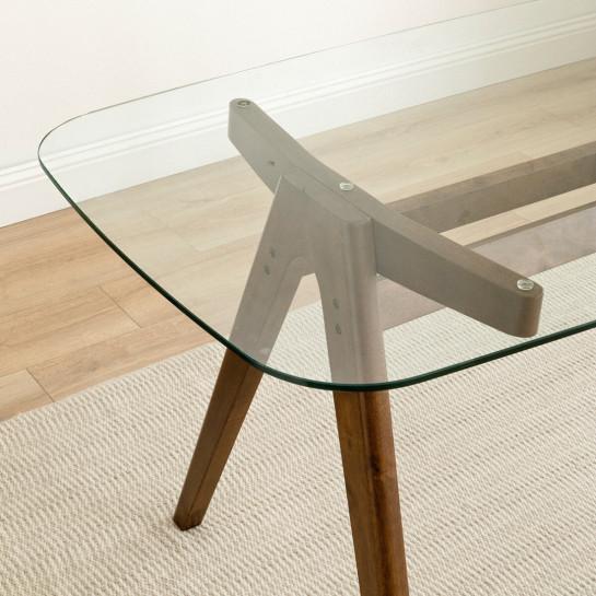 Kenay Home Conjunto Mesa De Comedor Rectangular Nogal 180 Must + 4 Sillas Tapizadas Beige Alina