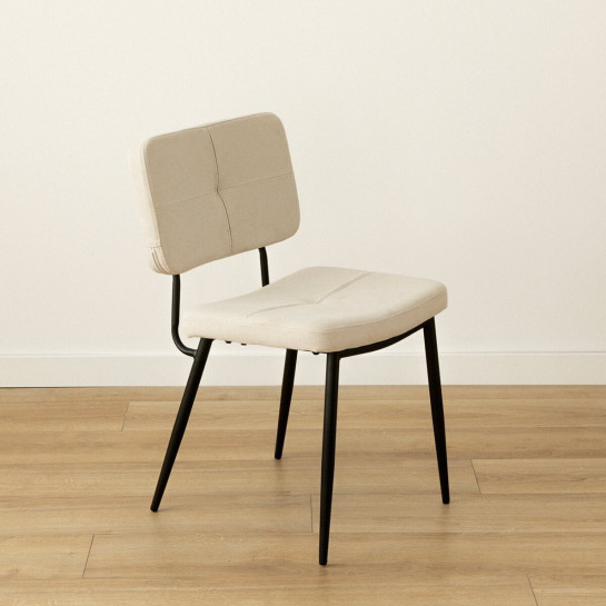 Kenay Home Conjunto Mesa De Comedor Rectangular Nogal 180 Must + 4 Sillas Tapizadas Beige Alina