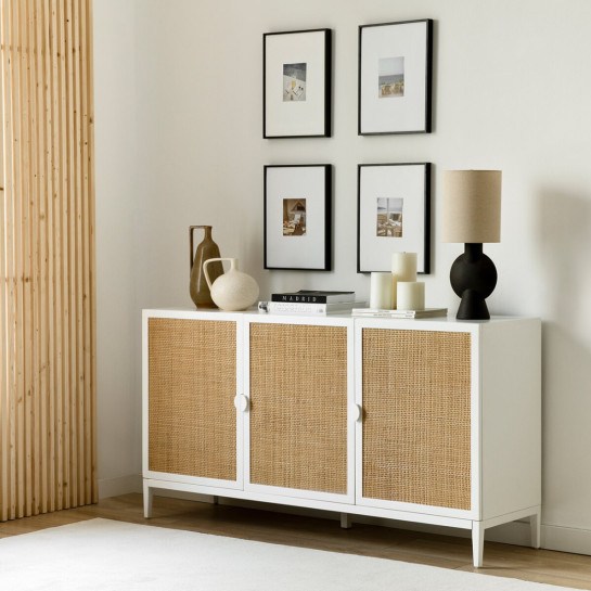 Kenay Home Aparador 150 Blanco Y Ratán