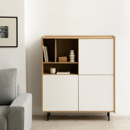 Kenay Home Aparador Compacto 120 Blanco Y Natural