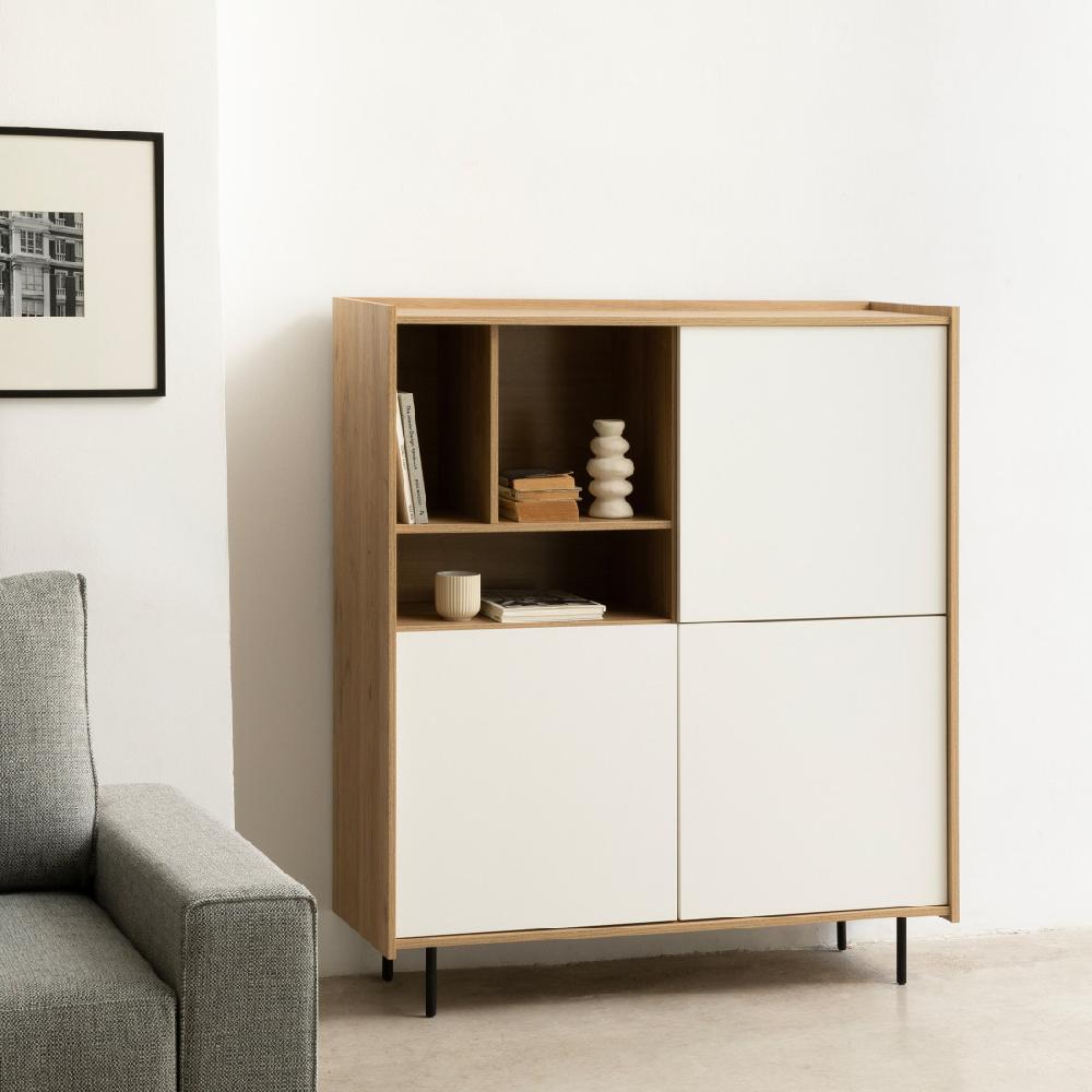 kenay home Aparador compacto 120 blanco y natural