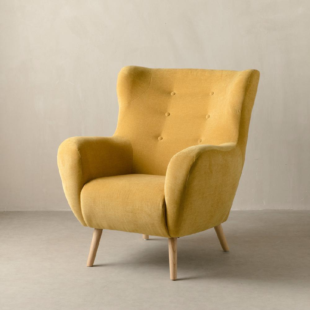 kenay home Butaca tapizada mostaza