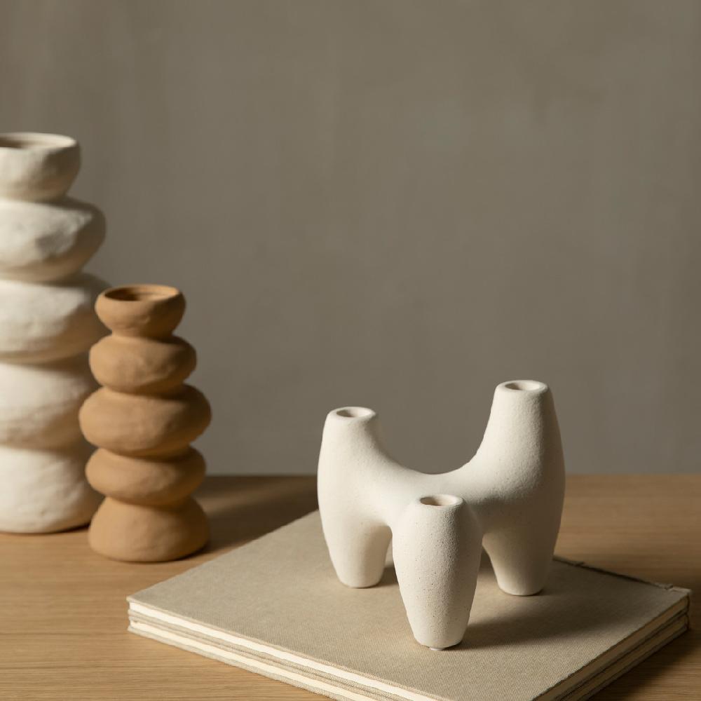 kenay home Candelabro cerámica blanco