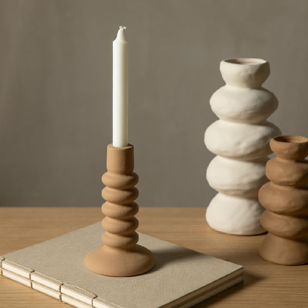 kenay home Candelabro cerámica marrón