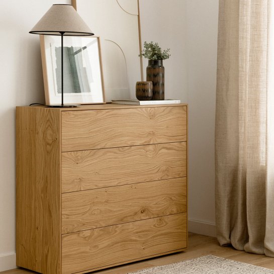 Kenay Home Cómoda 4 Cajones Roble Personalizable