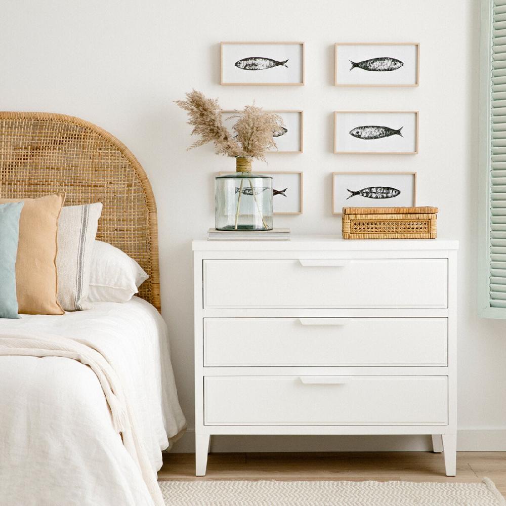 kenay home Cómoda blanca 3 cajones