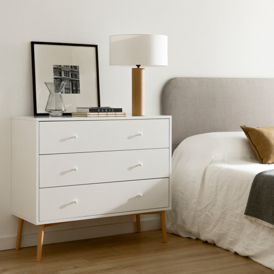 Kenay Home Cómoda Blanca Y Natural 3 Cajones